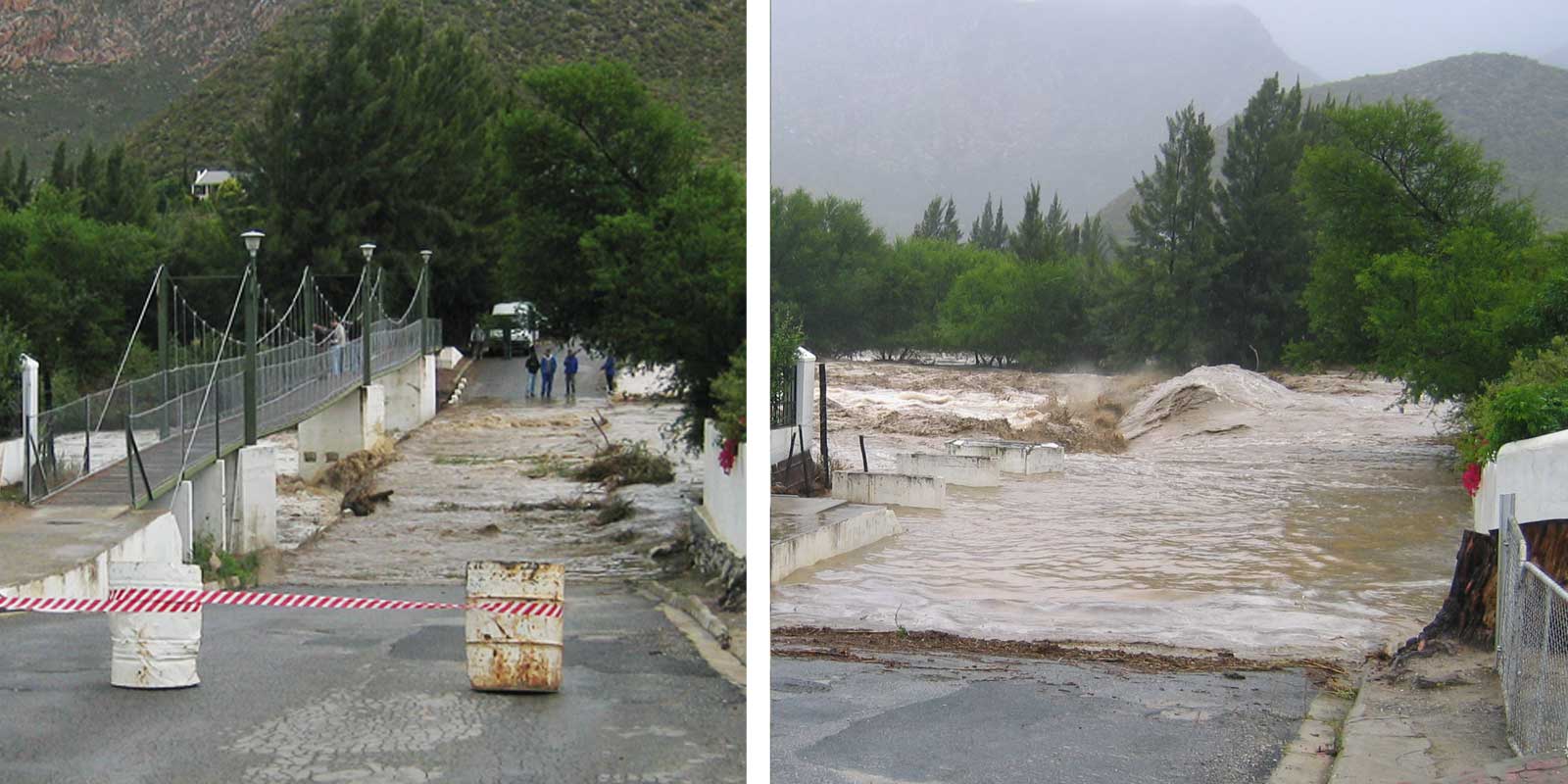 2008 flood Montagu hanging bridge